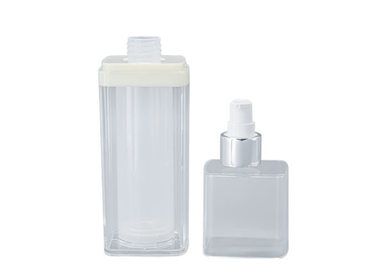 100ml BPA Free Acrylic Airless Bottle Transparent Square Shape OD 57.5mm